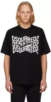 Черная футболка с напуском Shark Dsquared2