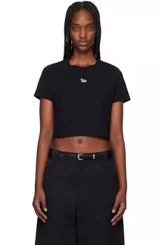 Черная футболка с нашивкой «Лисенок» для малышей Maison Kitsun