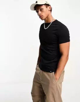 Черная футболка с облегающим кроем Pull&Bear