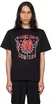 Черная футболка с пайетками Versace Jeans Couture