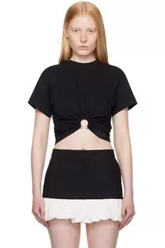 Черная футболка с пирсингом Rabanne