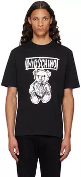 Черная футболка с плюшевым мишкой Moschino, Multi black