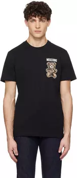 Черная футболка с плюшевым мишкой Moschino, Multi black
