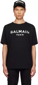 Черная футболка с принтом Balmain