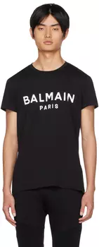 Черная футболка с принтом Balmain
