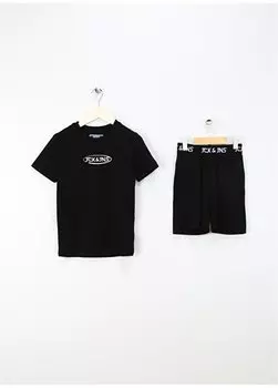 Черная футболка с принтом для мальчиков JACOLIVER SS ФУТБОЛКА И ШОРТЫ JNR Jack & Jones, черный