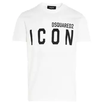Черная футболка с принтом Icon Dsquared2, белый