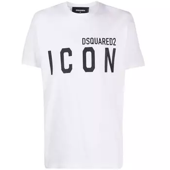 Черная футболка с принтом Icon Dsquared2, белый