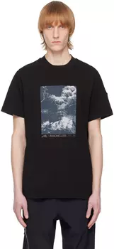Черная футболка с принтом Moncler