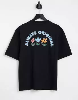 Черная футболка с принтом на спине adidas Originals