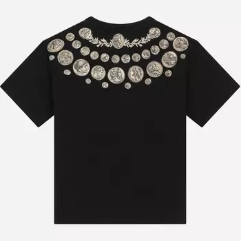 Черная футболка с принтом нескольких монет Dolce & Gabbana, черный