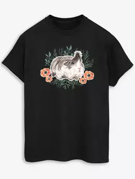 Черная футболка с принтом NW2 Pets для взрослых морских свинок George., черный