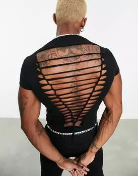 Черная футболка с принтом в клетку ASOS DESIGN