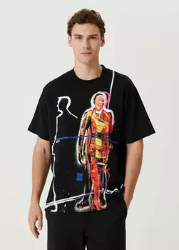 Черная футболка с разноцветным узором Limitato