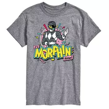 Черная футболка с рисунком Big & Tall Power Rangers Morphin Time Licensed Character, серый