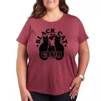 Черная футболка с рисунком Cat Club больших размеров Licensed Character, цвет Heather Red