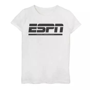 Черная футболка с рисунком логотипа ESPN Bristol Connecticut для девочек 7–16 лет Licensed Character
