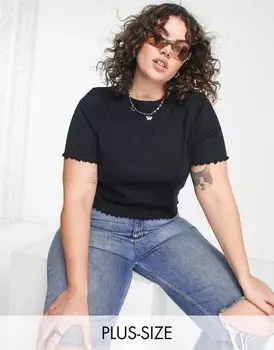 Черная футболка с салатовыми краями COLLUSION Plus