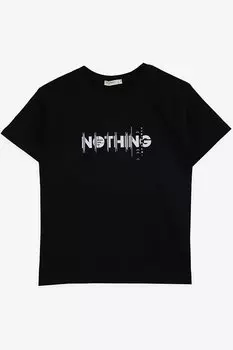 Черная футболка с текстовым принтом для мальчиков (5–10 лет) Breeze