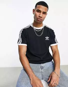 Черная футболка с тремя полосками adidas Originals