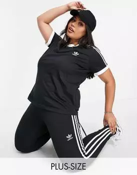 Черная футболка с тремя полосками adidas Originals Plus