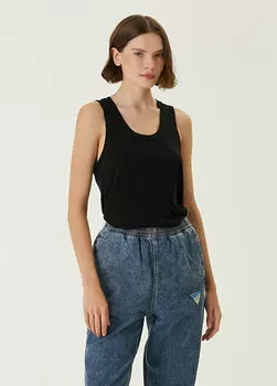 Черная футболка с u-образным вырезом American Vintage