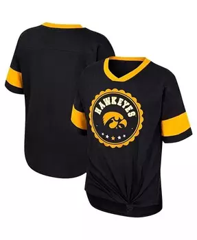 Черная футболка с v-образным вырезом и завязкой спереди Big Girls Iowa Hawkeyes Tomika Colosseum, черный