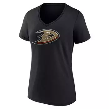 Черная футболка с v-образным вырезом женской команды НХЛ Anaheim Ducks Team
