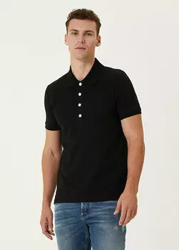 Черная футболка с воротником-поло Balmain