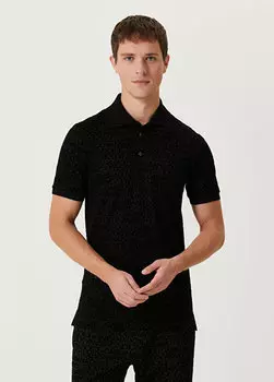 Черная футболка с воротником-поло и логотипом Dolce&Gabbana