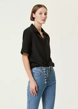 Черная футболка с воротником-поло lita Lol