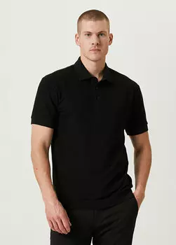 Черная футболка с воротником-поло Network