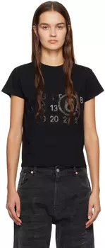 Черная футболка с выцветшими узорами MM6 Maison Margiela