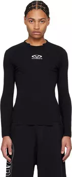 Черная футболка с вырезанным овальным логотипом VETEMENTS