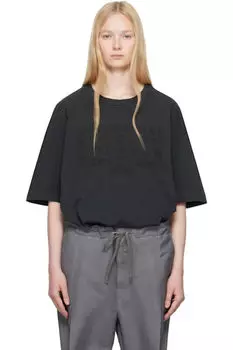 Черная футболка с вышитым логотипом Maison Margiela