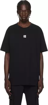 Черная футболка с вышивкой «PB» Balmain