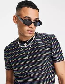 Черная футболка скинни с эффектом металлик ASOS DESIGN