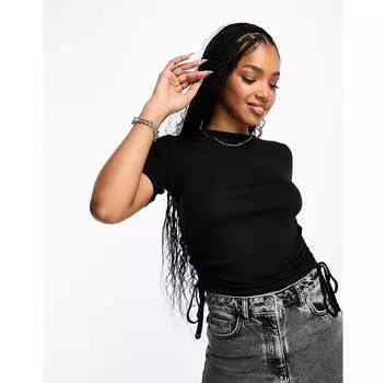 Черная футболка со сборками по бокам Pieces