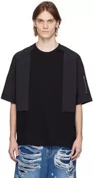 Черная футболка со вставками Juun.J