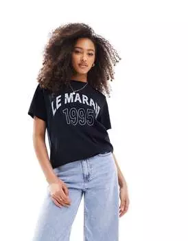 Черная футболка стандартного кроя ASOS DESIGN с принтом «Le Marais»