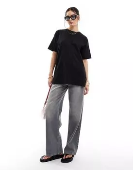 Черная футболка свободного кроя премиум-класса Threadbare Charlotte