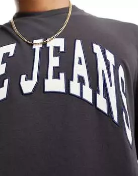 Черная футболка свободного кроя с большим логотипом Lee varsity