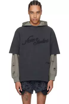 Черная футболка свободного кроя с логотипом Acne Studios