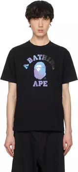 Черная футболка Tie Dye College BAPE, черный/черный