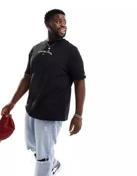 Черная футболка Tommy Jeans Big & Tall с флагом с засечками