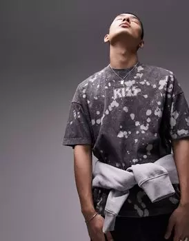 Черная футболка Topman с принтом «Kiss» очень большого размера