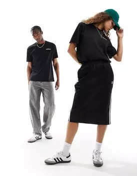 Черная футболка унисекс adidas Originals – с принтом заката на спине