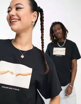 Черная футболка унисекс "не трогай" COLLUSION