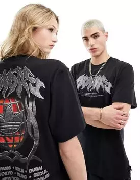 Черная футболка унисекс с готическим рисунком adidas Originals