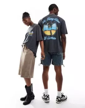 Черная футболка унисекс с логотипом ASOS DESIGN и графикой Wu Tang Clan